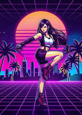 Tifa Lockhart Synthwave Retro Art