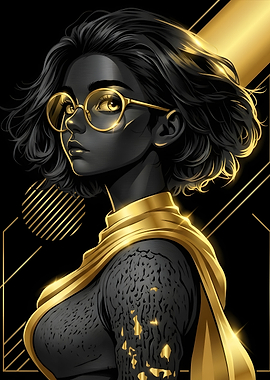 Elegant Woman in Black and Gold