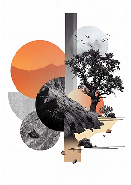 Abstract Geometric Landscape Collage