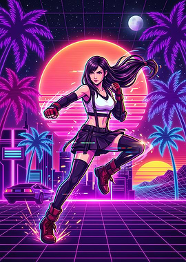 Tifa Lockhart Synthwave Retro Gaming Art