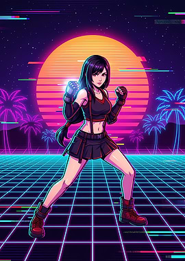Tifa Lockhart Synthwave Retro Gaming Art
