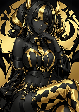 Elegant Black and Gold Demon Girl