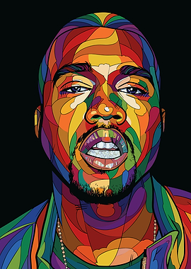 Colorful Mosaic Portrait of Kanye West