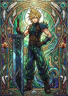Cloud Strife Stained Glass Art