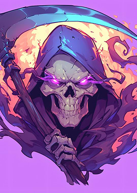 Grim Reaper with Glowing Purple Eyes