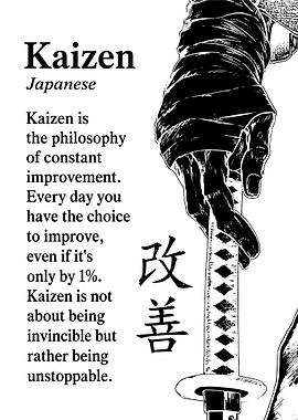 Kaizen Philosophy Samurai Sword Poster