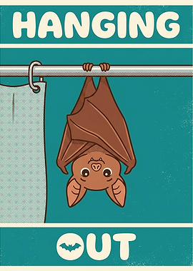 Hanging Out Cute Bat Poster