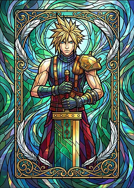 Cloud Strife Stained Glass Art