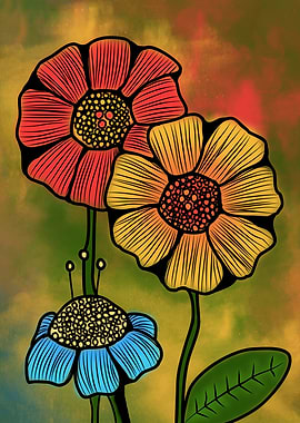 Colorful Stylized Floral Illustration