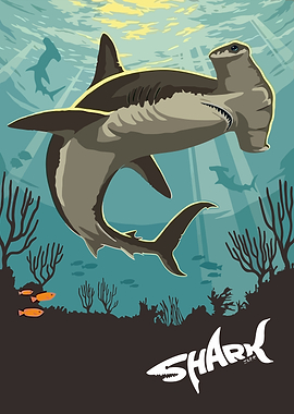 Hammerhead Shark Underwater Poster