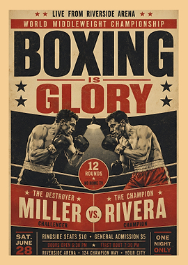 Vintage Boxing Glory Fight Night Poster