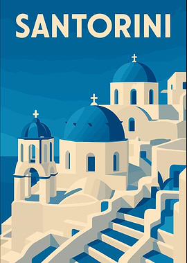 Santorini Greece Travel Poster