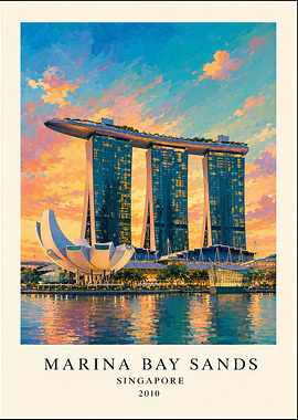 Marina Bay Sands Singapore Travel Poster