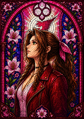 Aerith Gainsborough Stained Glass Portrait