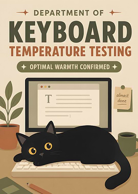 Cute Cat Testing Keyboard Warmth