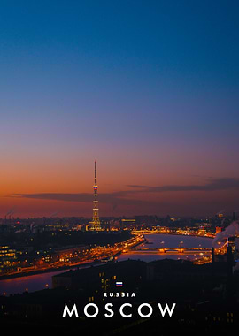 Moscow Cityscape at Sunset