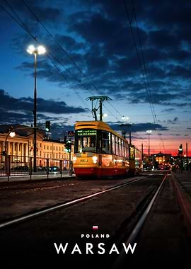 Warsaw Tram at Twilight