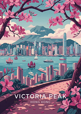 Victoria Peak Hong Kong Travel Poster