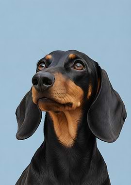 Portrait of a Black and Tan Dachshund