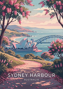 Vintage Style Sydney Harbour Travel Poster