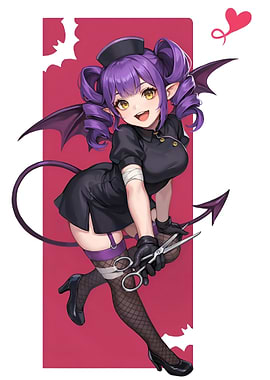Cute Anime Succubus Nurse with Scissors