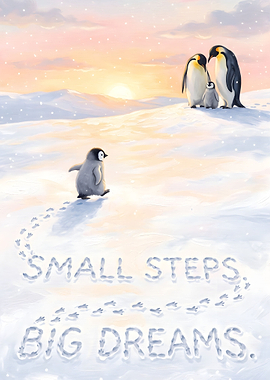 Small Steps. Big Dreams. – Penguin Inspirational Wall Art