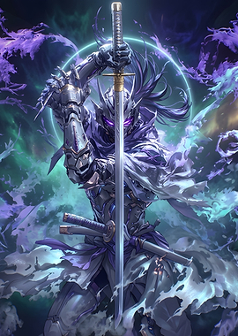 Cybernetic Samurai Warrior with Katana