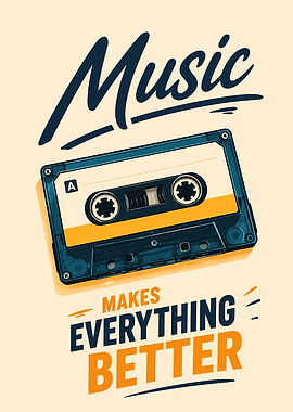 Music Makes Everything Better Cassette Poster