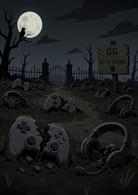 Gaming Graveyard No Respawns Illustration