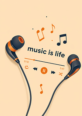 Music is Life Minimalist Illustration