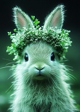 Cute Bunny Wearing Flower Crown