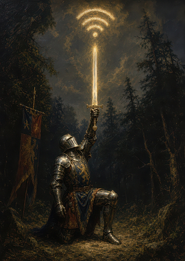Knight Kneeling with Wi-Fi Sword