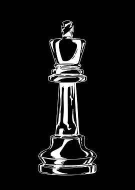 Minimalist White Chess King Illustration