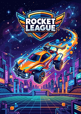 Rocket League Neon City Poster