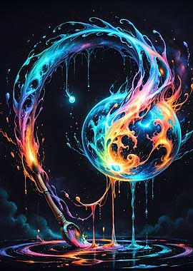Abstract Cosmic Paintbrush Creation