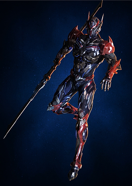 Futuristic Armored Warrior with Spear