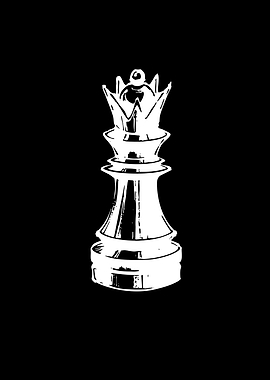 Minimalist White Chess Queen Silhouette