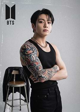 Jungkook BTS Portrait with Tattoos