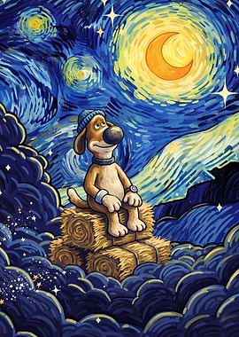 Gromit in Starry Night Style