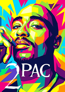 Colorful Pop Art Portrait of 2Pac