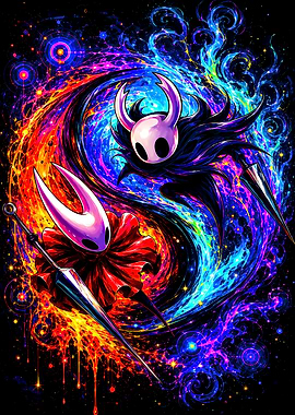 Hollow Knight and Hornet Cosmic Yin-Yang