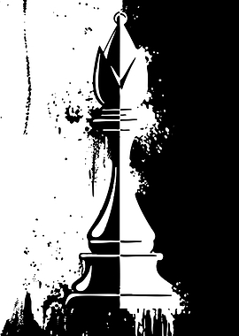 Black and White Chess Bishop