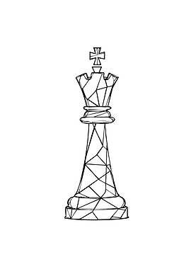 Geometric Chess King Piece Line Art