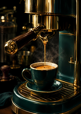 Luxury Espresso Machine Brewing Coffee