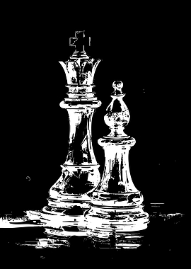 Minimalist Black and White Chess Pieces