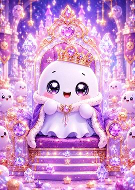 Cute Ghost King on Crystal Throne