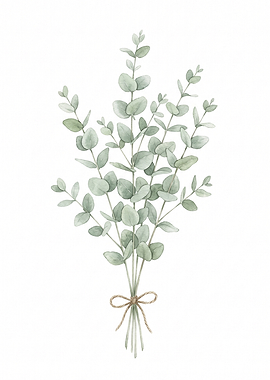 Watercolor Eucalyptus Branch Bouquet