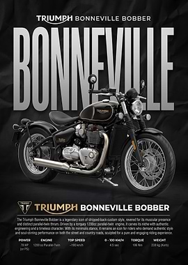 sleek Triumph Bonneville Bobber Motorcycle Poster