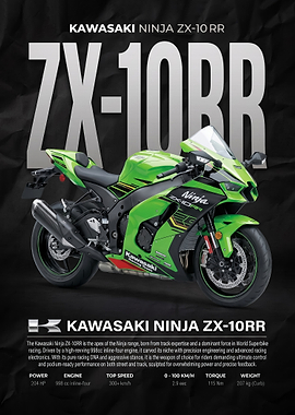 sleek Kawasaki Ninja ZX-10RR Sportbike Poster