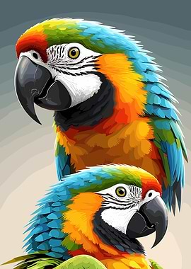 Vibrant Pair of Macaw Parrots